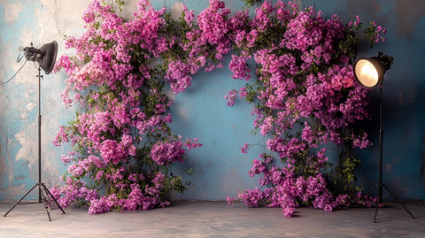 紫色花墙摄影棚