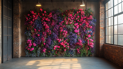 紫色花墙摄影棚