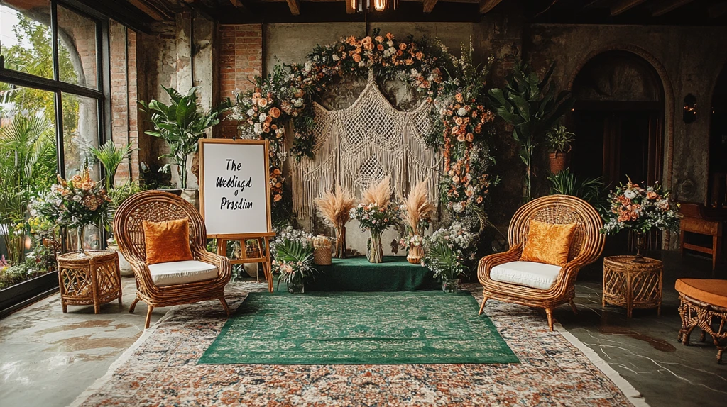 婚礼背景装饰与椅子