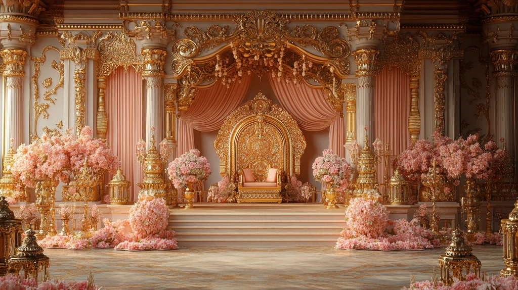 印度婚礼舞台与金色宝座