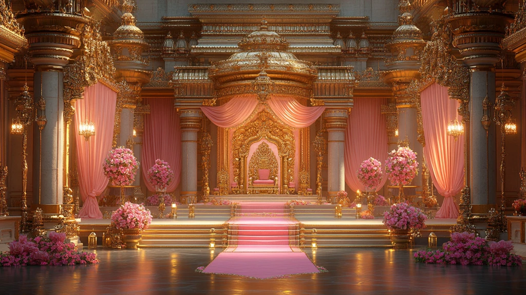 印度婚礼舞台与金色宝座