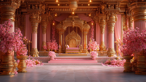 印度婚礼舞台与金色宝座