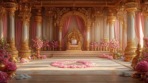 印度婚礼舞台与金色宝座