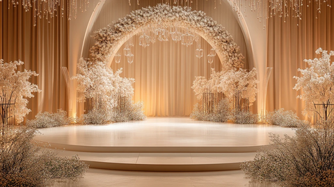 3D婚礼舞台铁板拱门水晶灯