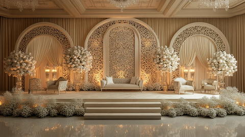 3D婚礼舞台铁板拱门水晶灯