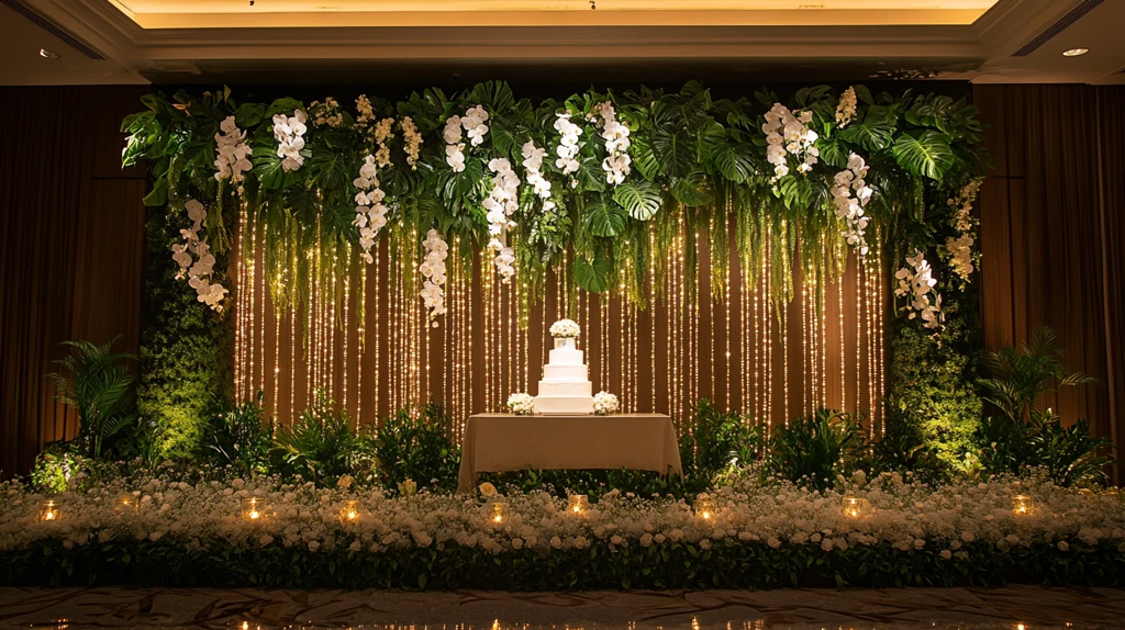 婚礼蛋糕桌绿植装饰