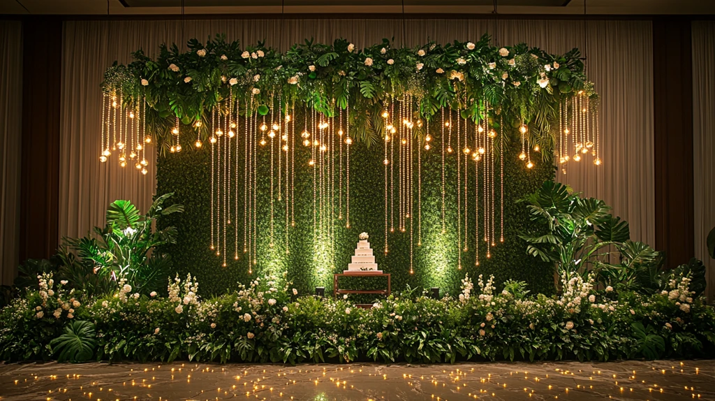 婚礼蛋糕桌绿植装饰