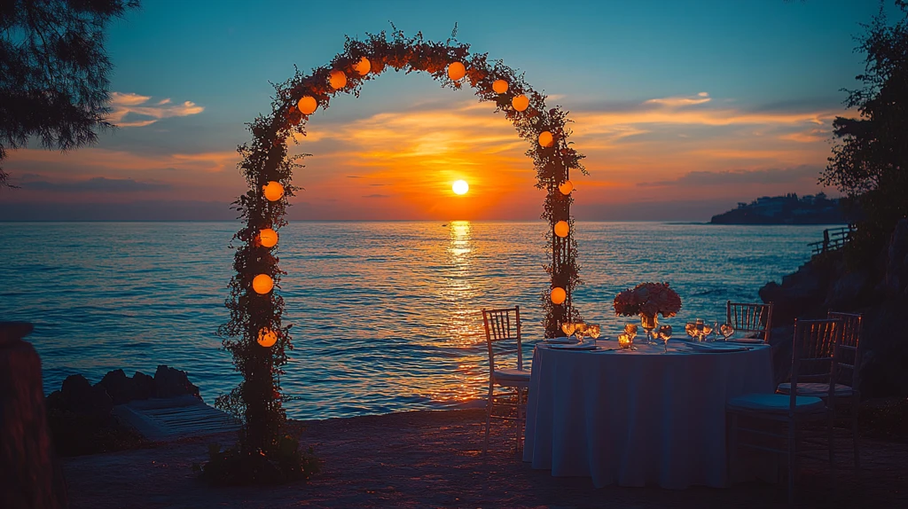 海边夜晚求婚场景