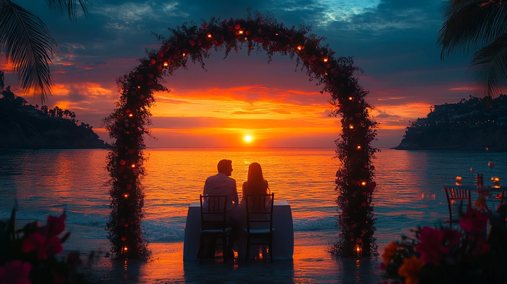 海边夜晚求婚场景