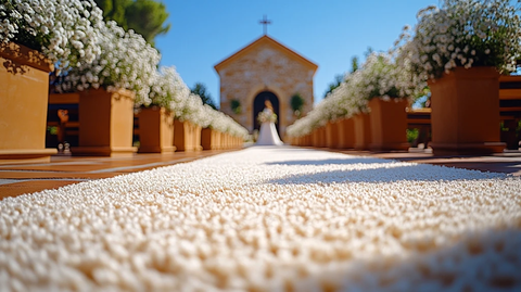 白色针刺地毯与婚礼祭坛