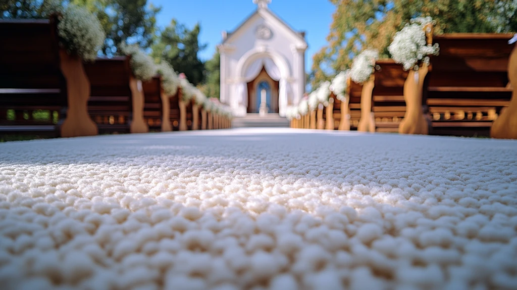 白色针刺地毯与婚礼祭坛