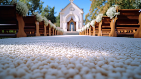白色针刺地毯与婚礼祭坛