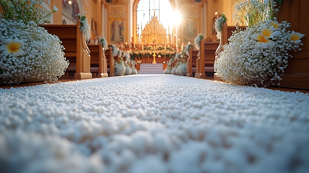 白色针刺地毯与婚礼祭坛