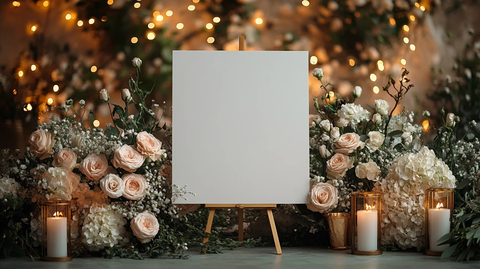 空白画布与干花婚礼背景