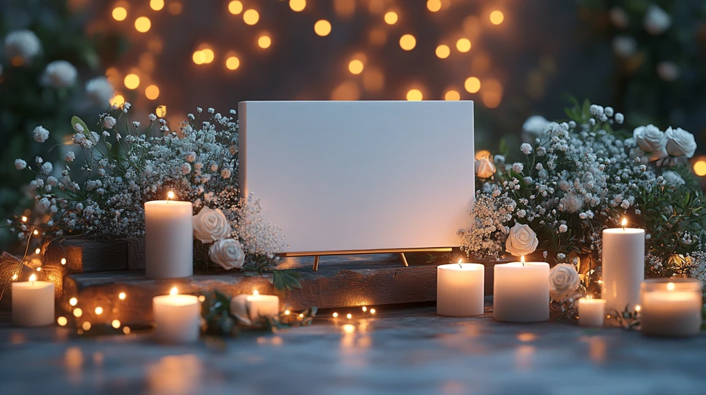 空白画布与干花婚礼背景