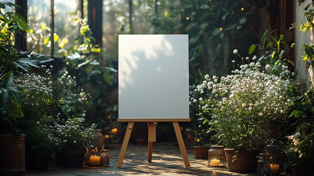 空白画布与干花婚礼背景