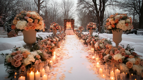 冬季户外婚礼走道装饰