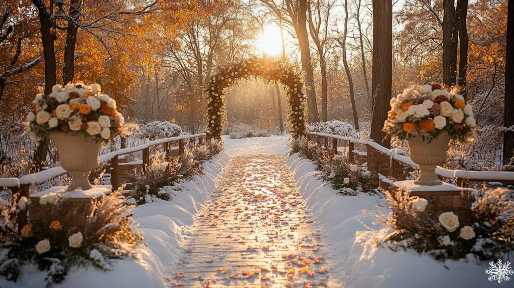 冬季户外婚礼走道装饰