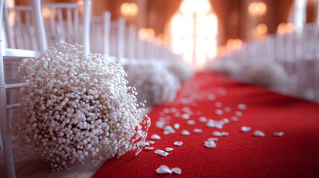 白色婚礼椅与红毯