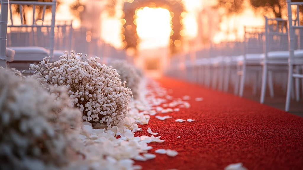 白色婚礼椅与红毯