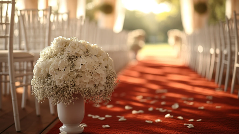 白色婚礼椅与红毯