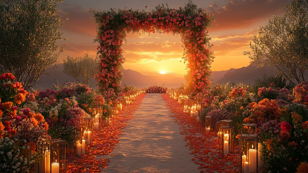 沙特婚礼日落背景