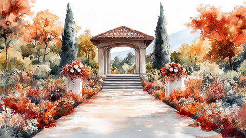 婚礼大厅水彩插画