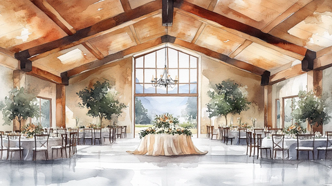 婚礼大厅水彩插画