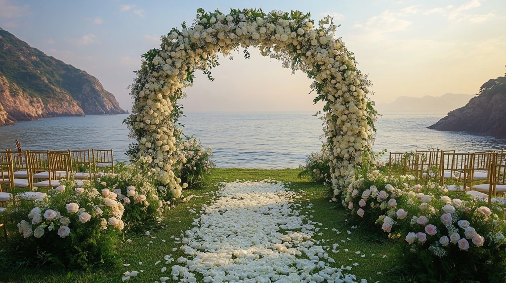 白色玫瑰婚礼拱门