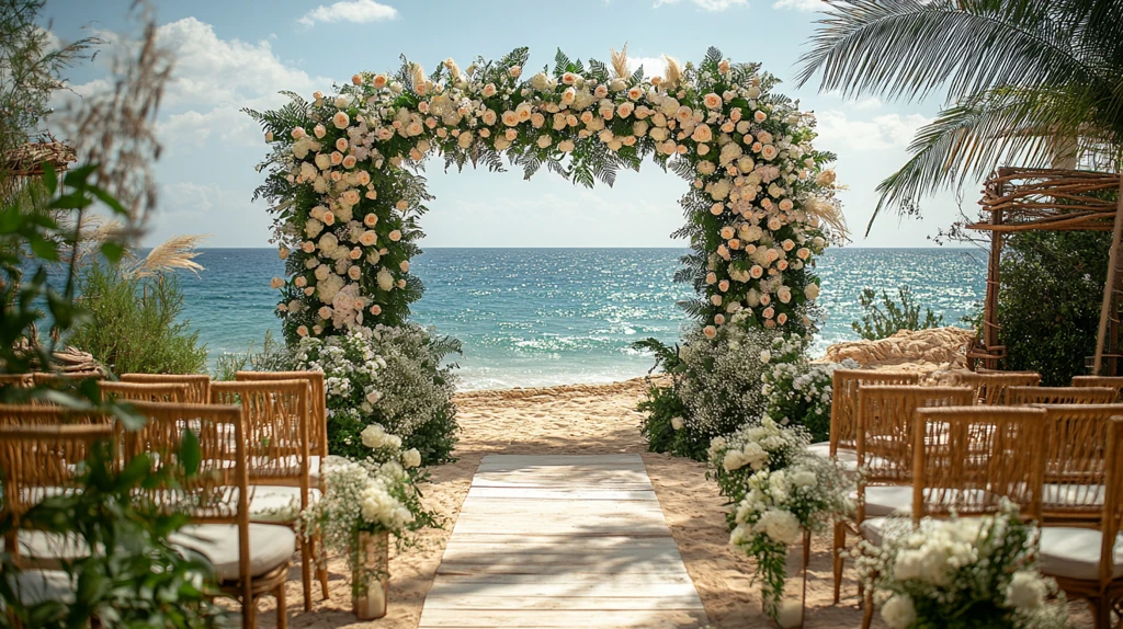 白色玫瑰婚礼拱门