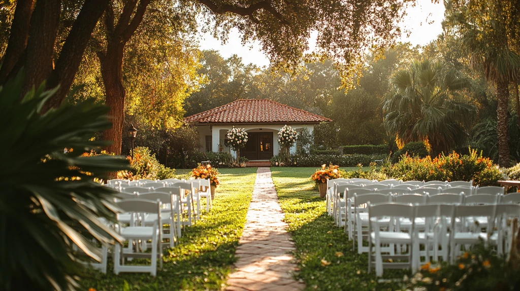 白色椅子草坪婚礼