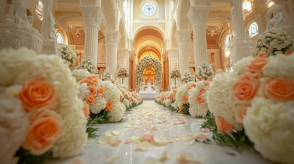 白色婚礼花坛室内布置