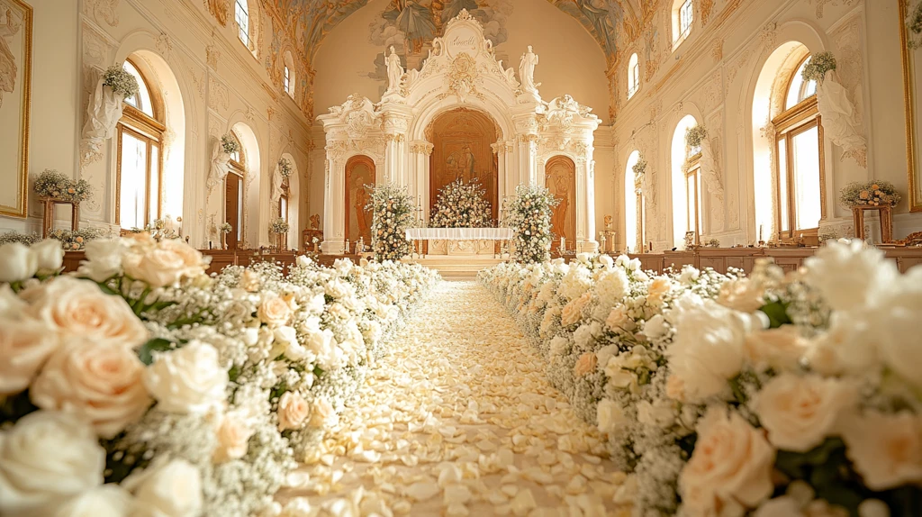 白色婚礼花坛室内布置