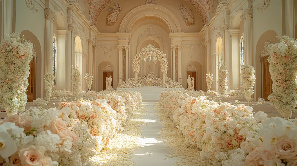 白色婚礼花坛室内布置