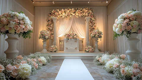 白色婚礼花坛室内布置