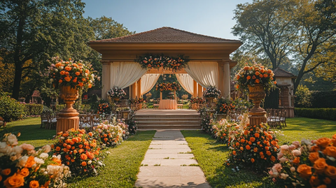 婚礼场地绿草坪舞台装饰