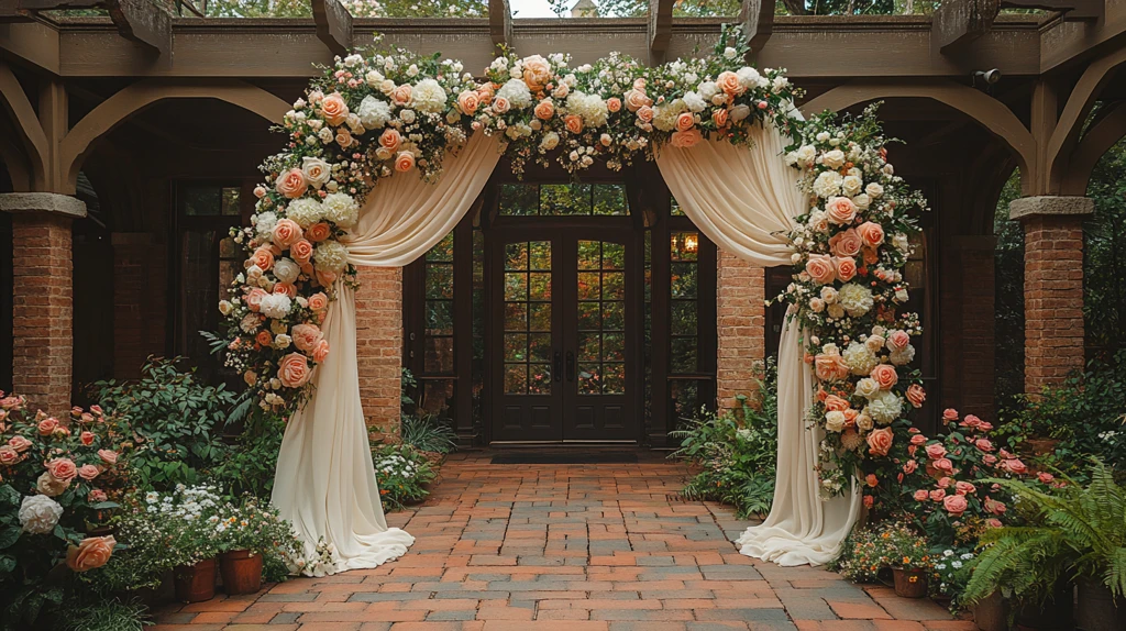 白色丝带装饰花园