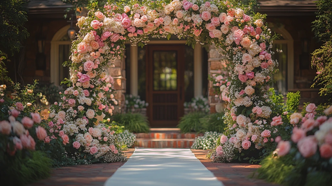 白色丝带装饰花园
