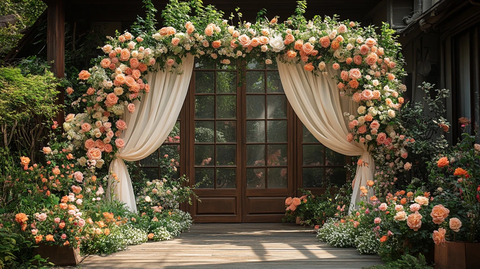 白色丝带装饰花园