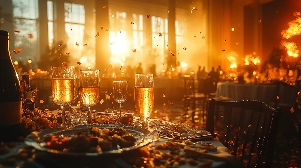 婚礼结束后的宴会厅