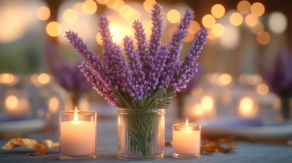 薰衣草花与烛光晚宴