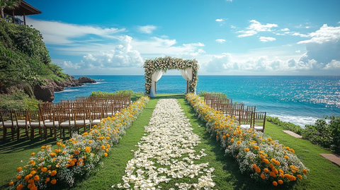 海边婚礼与绿意