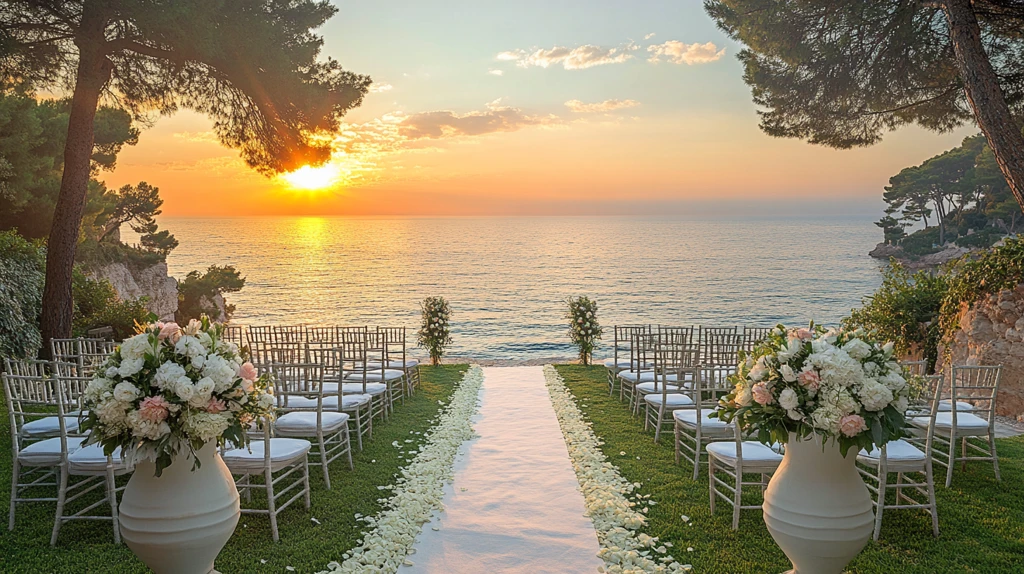 海边婚礼与绿意