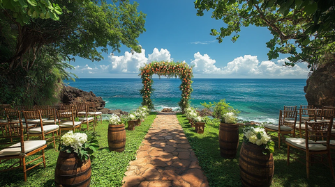 海边婚礼与绿意