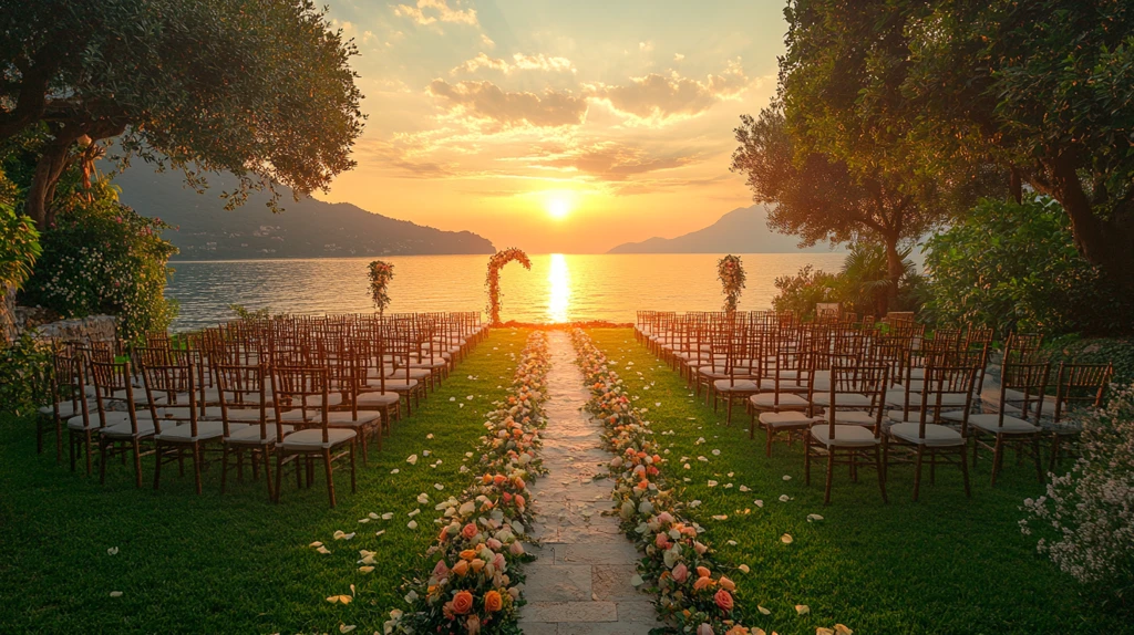 海边婚礼与绿意