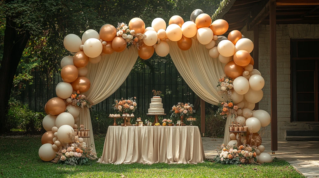 生日派对象牙窗帘户外场景