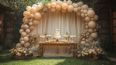 生日派对象牙窗帘户外场景