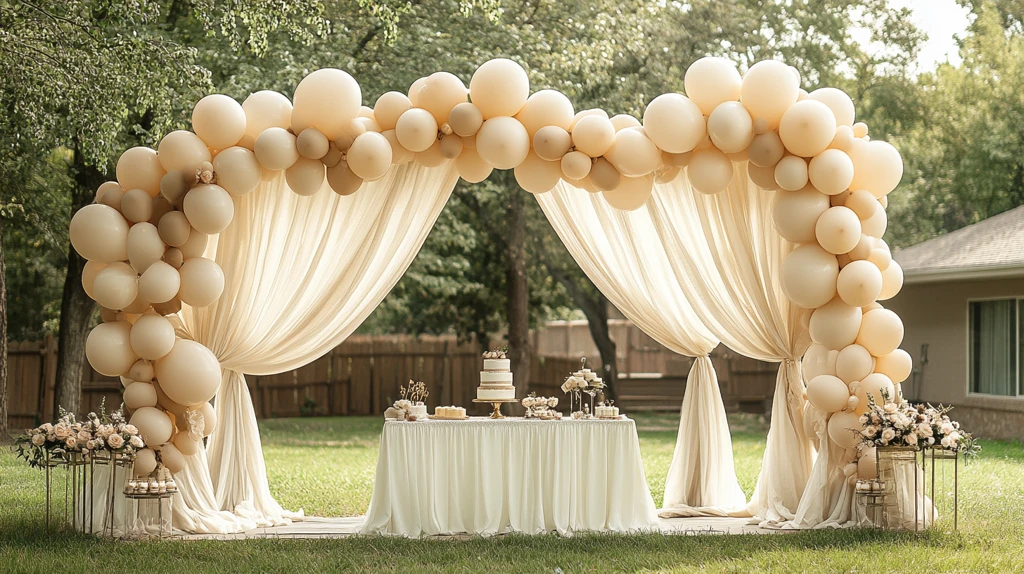 生日派对象牙窗帘户外场景