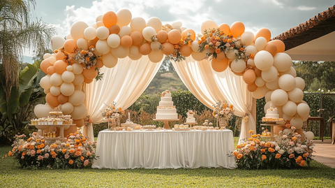 生日派对象牙窗帘户外场景