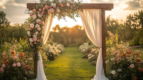 白色薄纱婚礼拱门